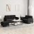 3-dijelni set sofa crni baršunasti