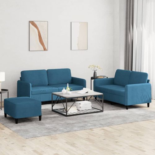 3-dijelni set sofa plavi baršunasti