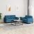 2-dijelni set sofa s jastucima plavi baršunasti