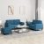 3-dijelni set sofa s jastucima plavi baršunasti