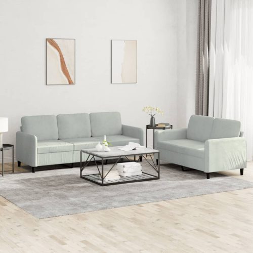 2-dijelni set sofa svjetlosivi baršunasti