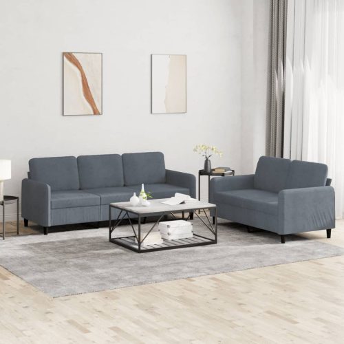 2-dijelni set sofa tamnosivi baršunasti