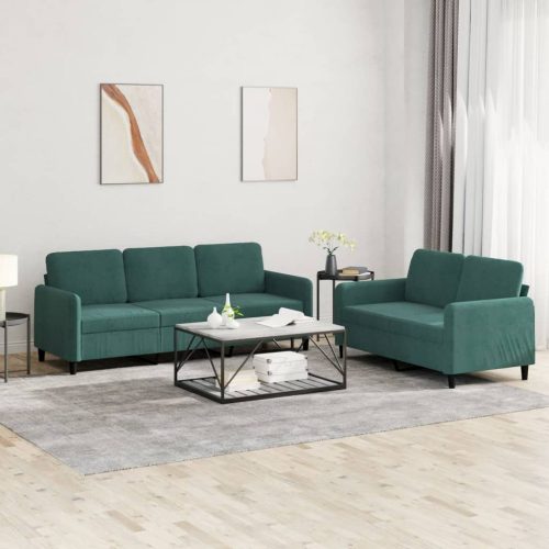 2-dijelni set sofa tamnozeleni baršunasti