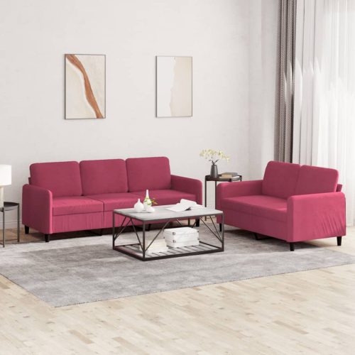 2-dijelni set sofa crvena boja vina baršunasti