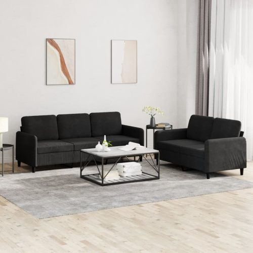 2-dijelni set sofa crni baršunasti