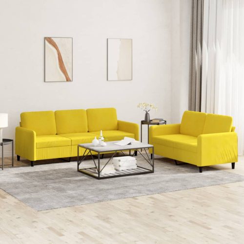 2-dijelni set sofa žuti baršunasti