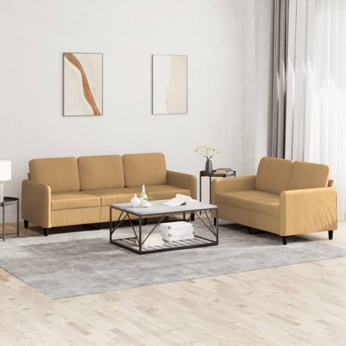 2-dijelni set sofa smeđi baršunasti