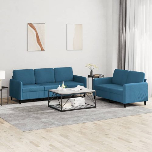 2-dijelni set sofa plavi baršunasti