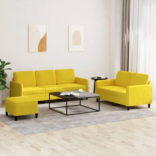 3-dijelni set sofa s žuti baršunast