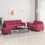 3-dijelni set sofa s jastucima crvena boja vina baršunasti