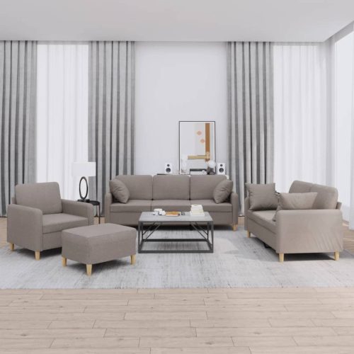 4-dijelni set sofa s jastucima smeđesivi od tkanine