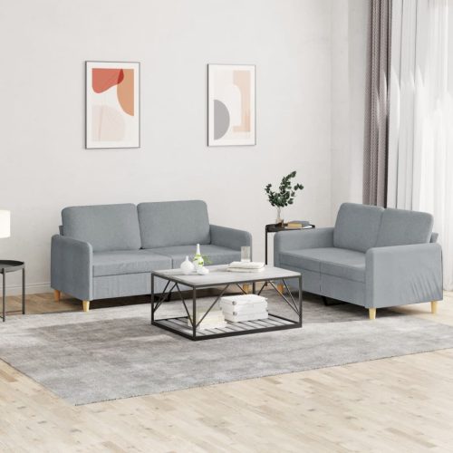 2-dijelni set sofa s jastucima svjetlosivi od tkanine