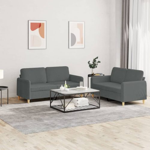 2-dijelni set sofa s jastucima tamnosivi od tkanine