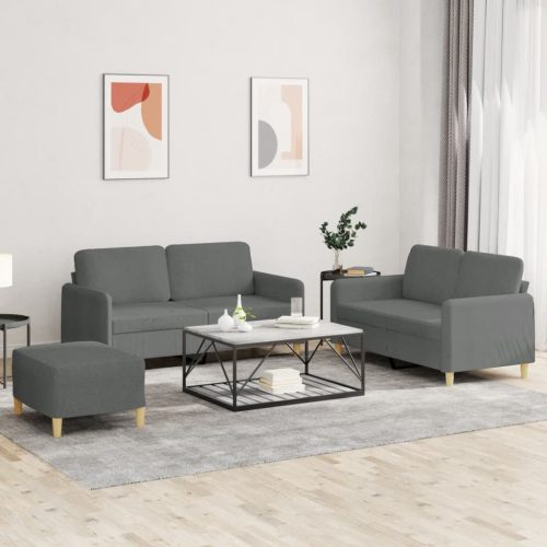 3-dijelni set sofa s jastucima tamnosivi od tkanine