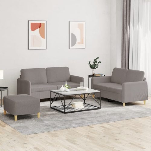 3-dijelni set sofa s jastucima smeđesivi od tkanine