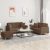 3-dijelni set sofa s jastucima smeđi od tkanine