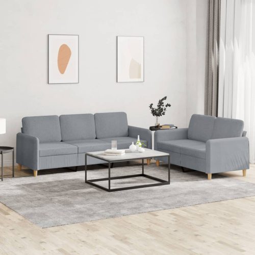 2-dijelni set sofa s jastucima svjetlosivi od tkanine