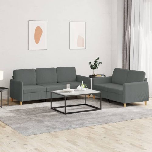 2-dijelni set sofa s jastucima tamnosivi od tkanine