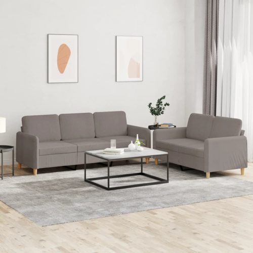 2-dijelni set sofa s jastucima smeđesivi od tkanine