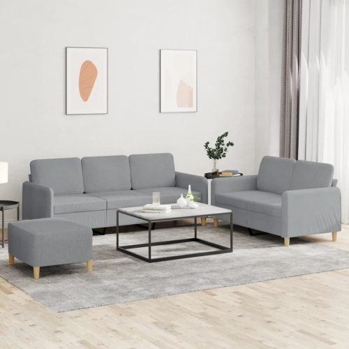 3-dijelni set sofa s jastucima svjetlosivi od tkanine