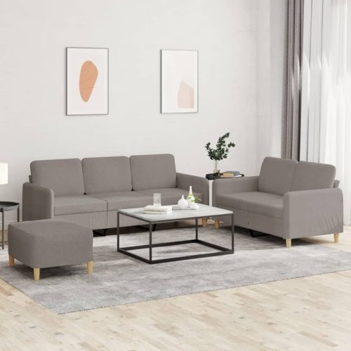 3-dijelni set sofa s jastucima smeđesivi od tkanine