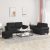3-dijelni set sofa s jastucima crni od umjetne kože
