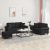 3-dijelni set sofa s jastucima crna od umjetne kože