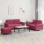 3-dijelni set sofa s jastucima crvena boja vina baršunasti