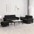 3-dijelni set sofa s jastucima crni baršunasti