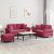 3-dijelni set sofa s jastucima crvena boja vina baršunasti