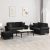 3-dijelni set sofa s jastucima crni baršunasti