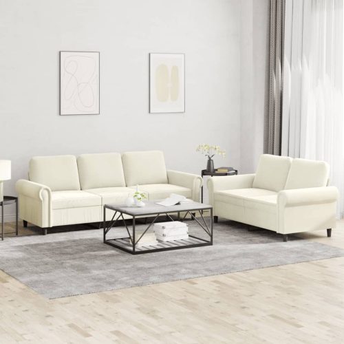 2-dijelni set sofa s jastucima krem baršunasti