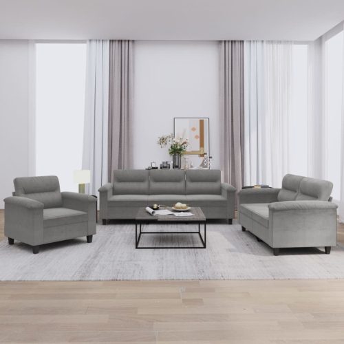 3-dijelni set sofa s jastucima tamnosivi od mikrovlakana