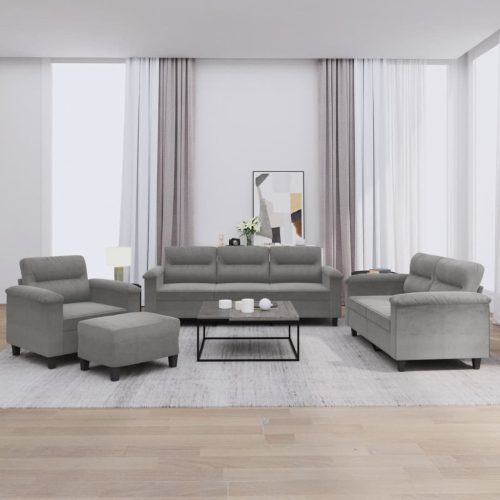 4-dijelni set sofa s jastucima tamnosivi od mikrovlakana