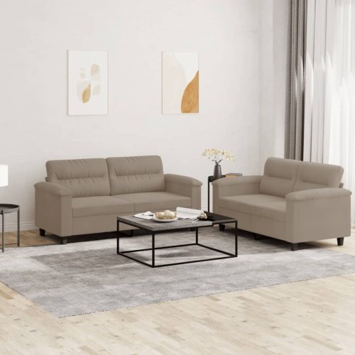 2-dijelni set sofa s jastucima smeđesivi od mikrovlakana