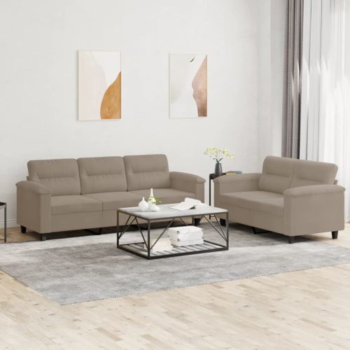 2-dijelni set sofa s jastucima smeđesivi od mikrovlakana