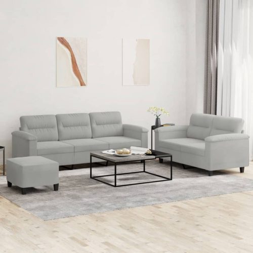 3-dijelni set sofa s jastucima svjetlosivi od mikrovlakana