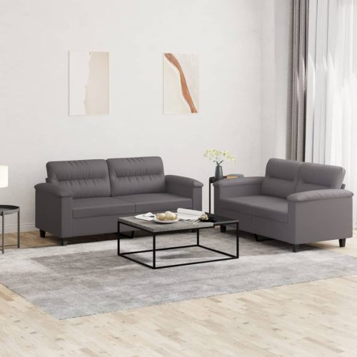 2-dijelni set sofa s jastucima sivi od umjetne kože