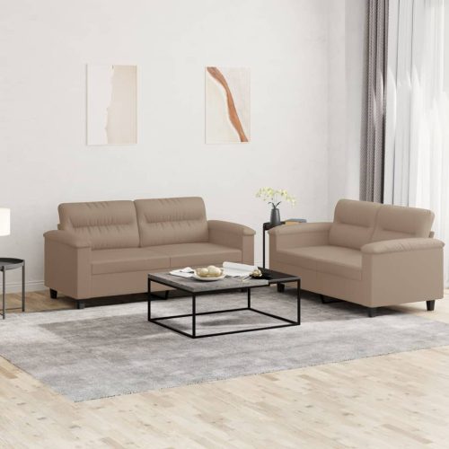 2-dijelni set sofa s jastucima boja cappuccina od umjetne kože