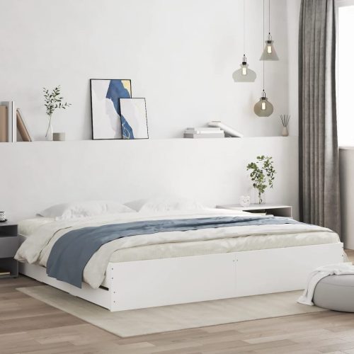 Okvir za krevet s ladicama bijeli 200x200 cm konstruirano drvo