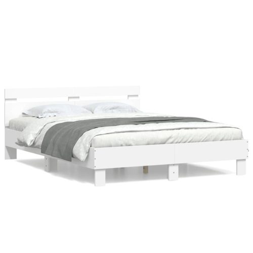 Okvir kreveta s uzglavljem bijeli 140x190 cm konstruiranog drva
