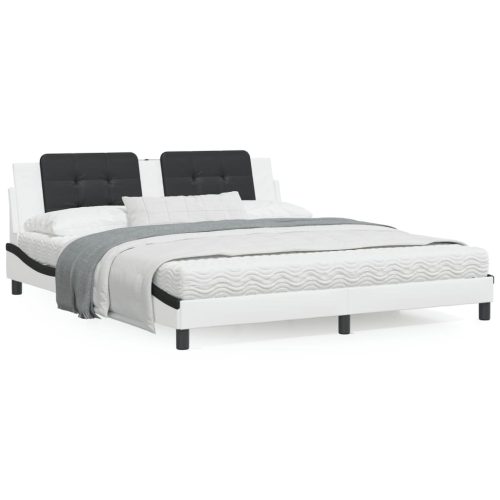 Okvir za krevet s uzglavljem bijelo-crni 180x200cm umjetna koža