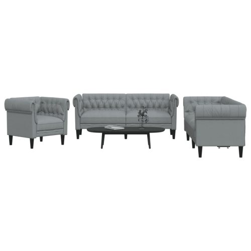 3-dijelni set sofa svjetlosivi od tkanine