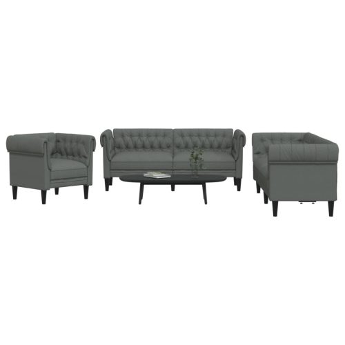 3-dijelni set sofa tamnosivi od tkanine