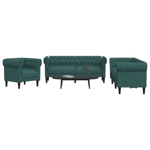 3-dijelni set sofa tamnozeleni od tkanine