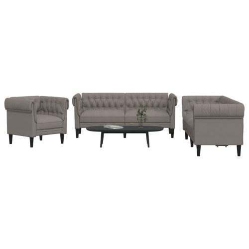 3-dijelni set sofa smeđesivi od tkanine