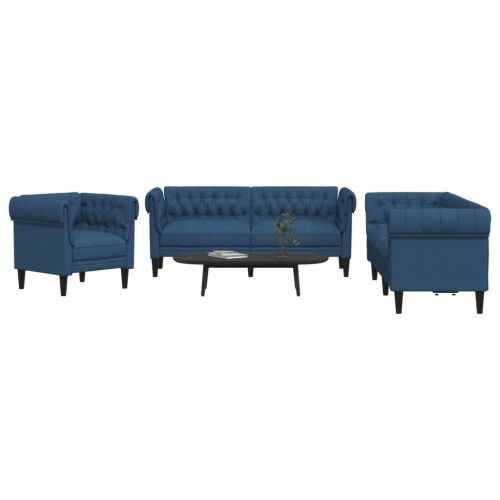 3-dijelni set sofa plavi od tkanine