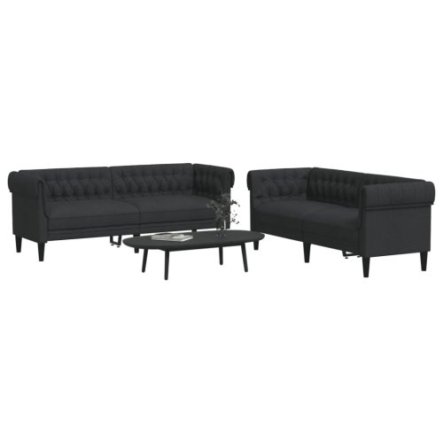 2-dijelni set sofa crni od tkanine