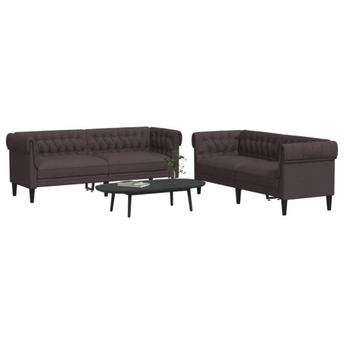 2-dijelni set sofa tamnosmeđi od tkanine