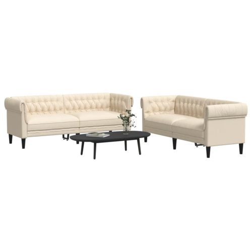 2-dijelni set sofa krem od tkanine